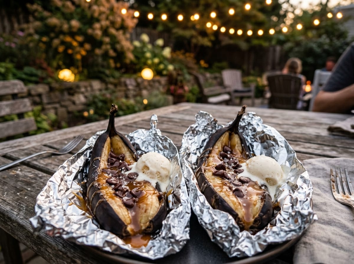 Bananes choco-caramel fumées au Woodfire